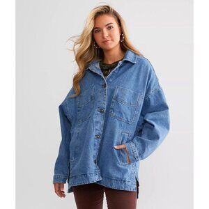 We The Free People Madison City Size Large Solar Wash Oversized Denim Ja…
